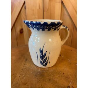 Vintage Robinson Ransbottom Blue Spongeware Pitcher (8601)